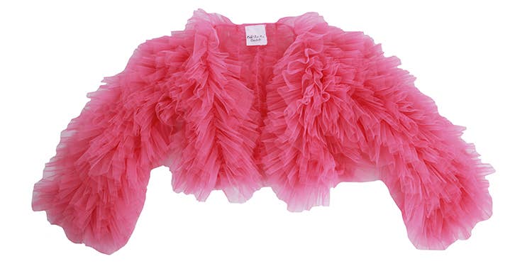 Candy Pink Tulle Ruffle Jacket: