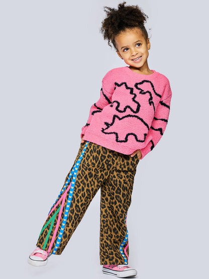 Dino Sweater: Pink Multi
